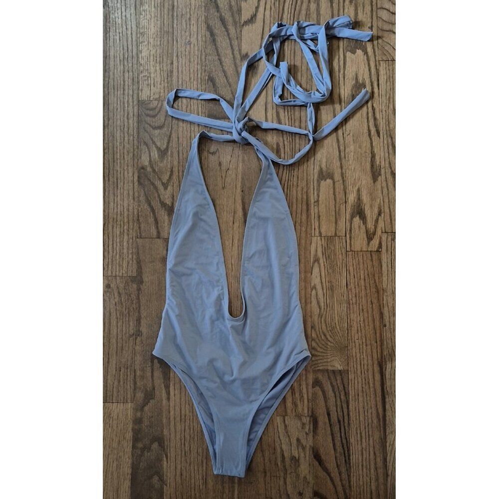 MATTE COLLECTION Plunge Backless One-piece Bathingsuit Swimsuit Women's Size Med